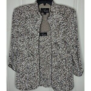 Glitter Mandarin Collar Twin Set Elegant Formal 3/4 Sleeve Plus Size Top 1X Nice